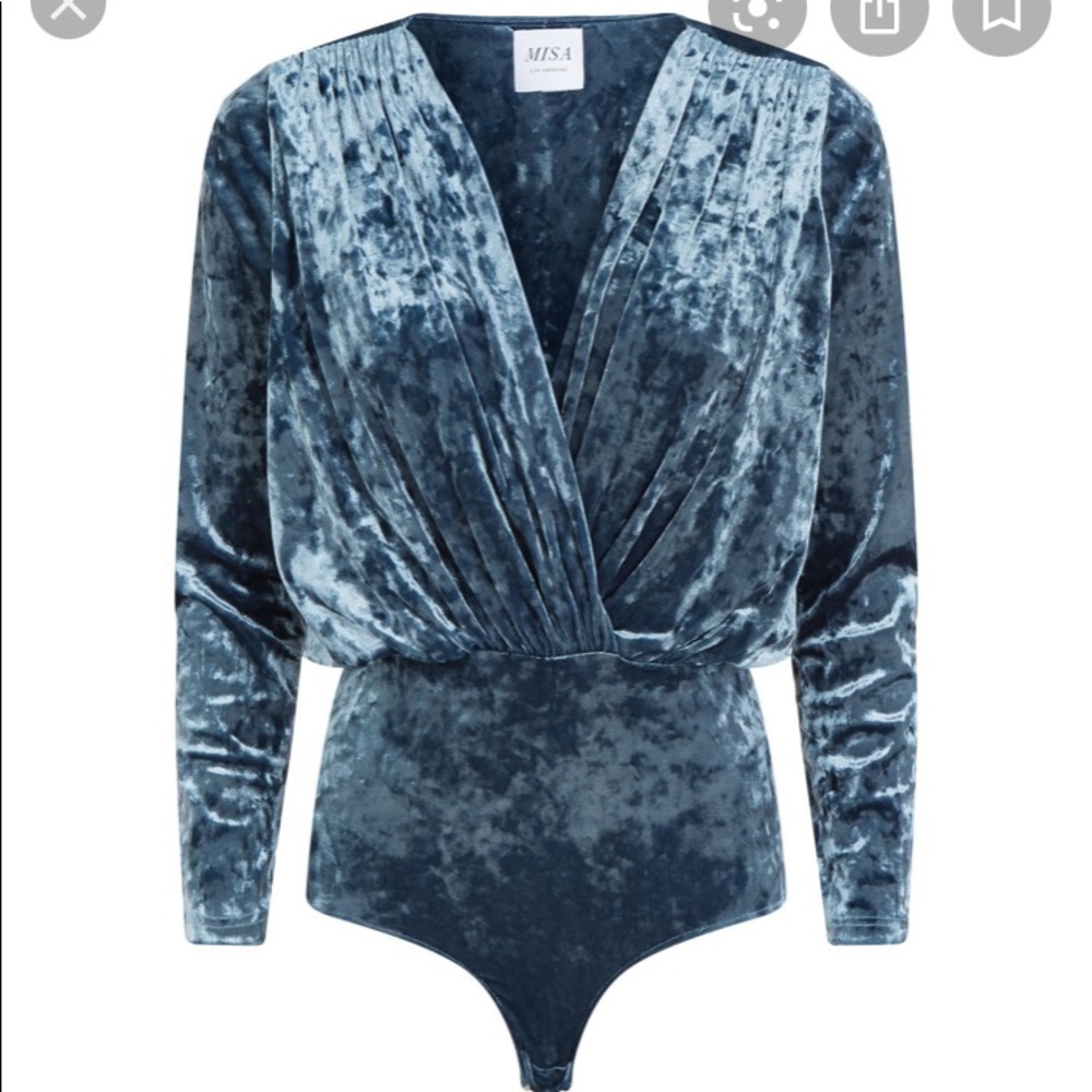 MISA Blue Mirela Velvet Bodysuit